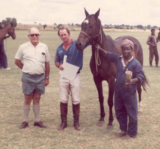 Winning trophy for the Best Polo Pony, New Zealand Tour, 1984